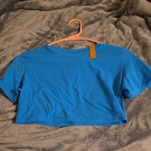 SKIMS Vibrant Blue Short Sleeve Crop Top